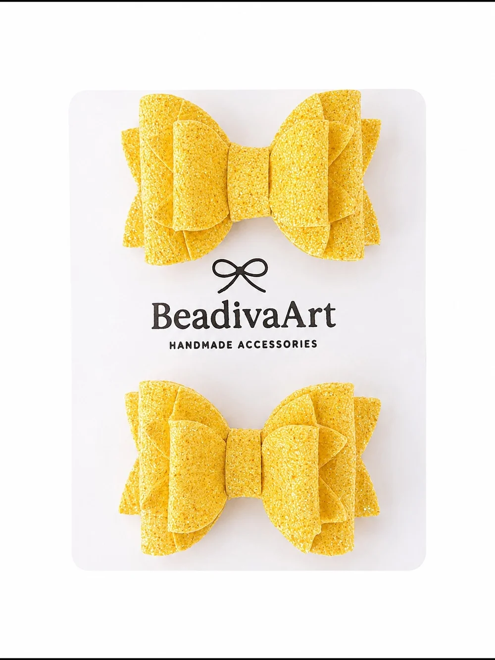 Handmade 3 Pairs Pastel Glitter Bows On Alligator Clips-Cute Hair Accessory Set